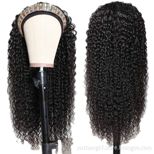 Human Hair Headband Wig For Black Women,Wholesale Long Straight Deep Water Wave Wig Headband,Kinky Curly Headband Wig Human Hair
